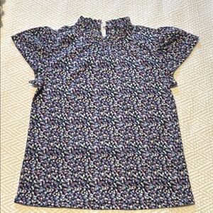 Ann Taylor Purple and Blue Ruffled Blouse